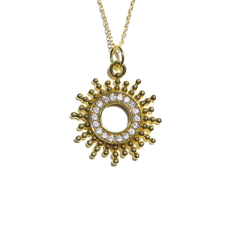 Pave Diamond Sun Burst Necklace