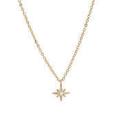 "Celestial" 14K Gold Mini North Star Pendant with Diamond or Ruby