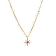 "Celestial" 14K Gold Mini North Star Pendant with Diamond or Ruby