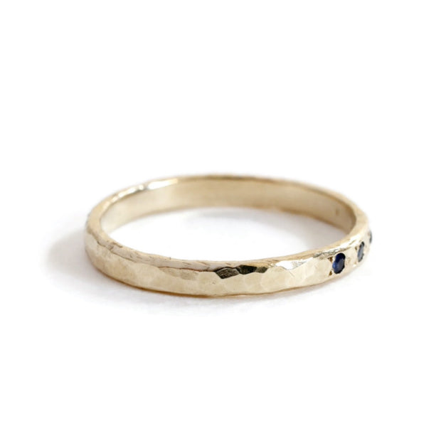 5 Sapphire hammered Ring -R096YG, R096RG