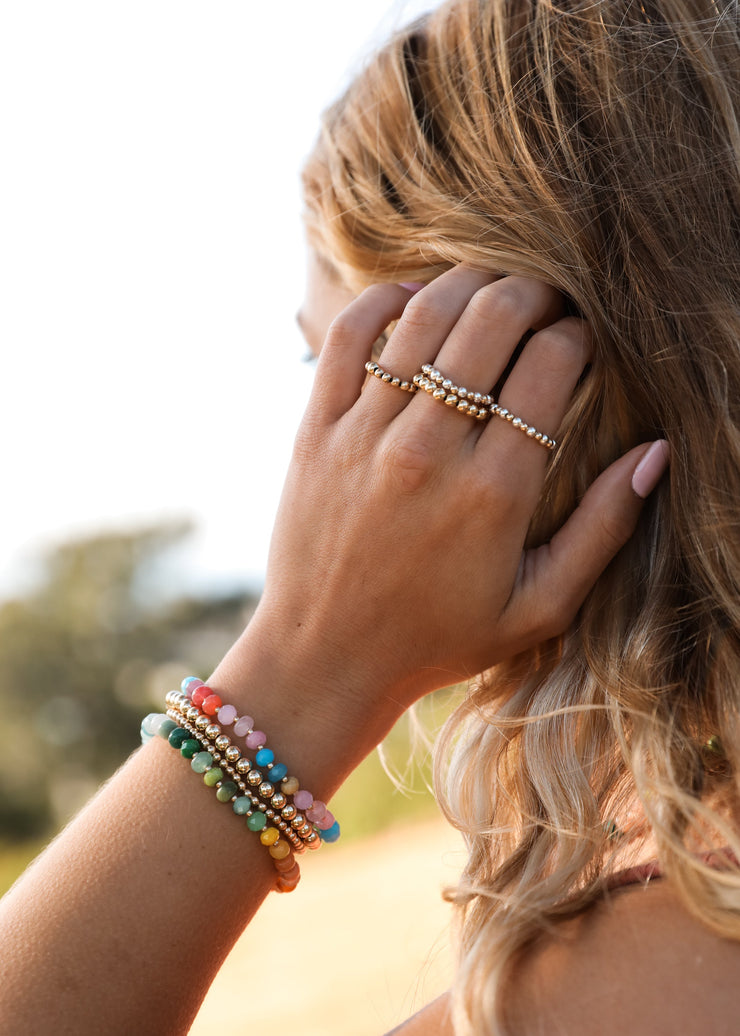 Natural Gemstone Bracelet + 14k Gold Filled Toggle : Gold Rush