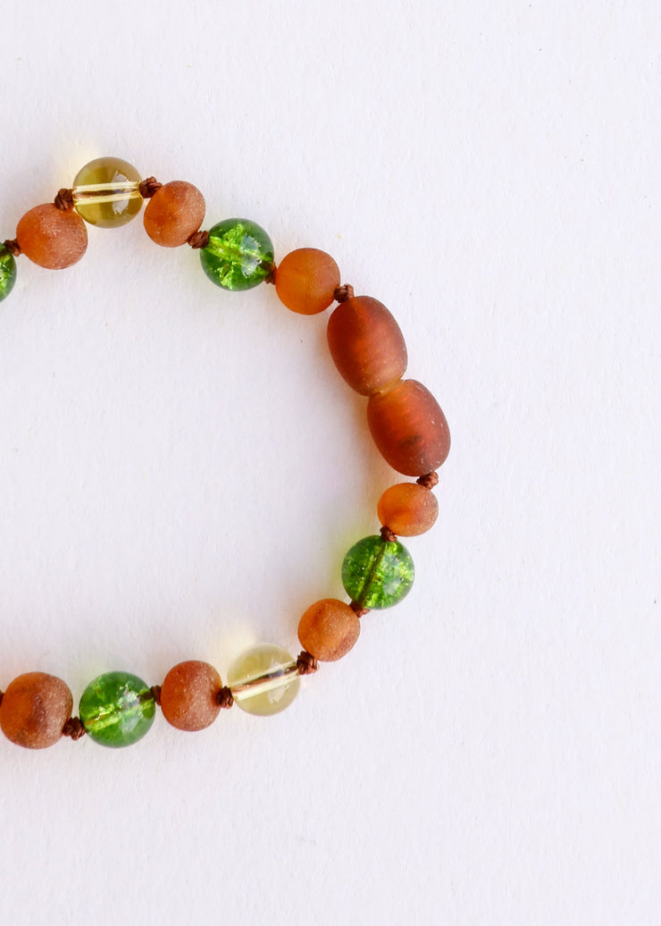 Raw Cognac Baltic Amber + Citrine + Peridot || Necklace