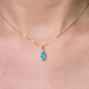 Minimalist Oval Doublet Opal & Diamond Necklace 14k Yellow Gold