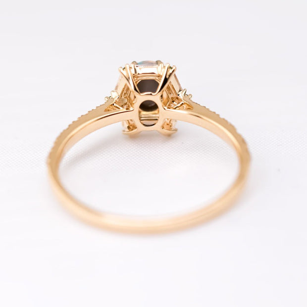 The One - Black Opal, Baguette Diamond, Tsavorite Engagement Ring 18K Yellow Gold