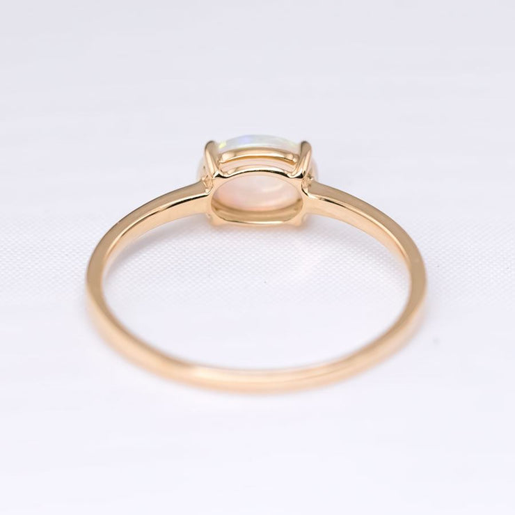 18K Yellow Gold Engagement Ring featuring an Oval Australian Solid Opal