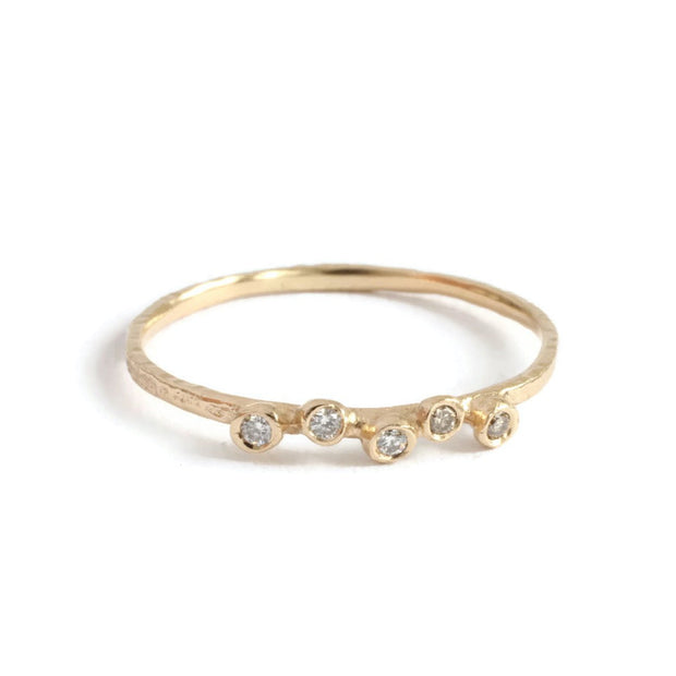 5 White Diamond Hammered Ring -R053YGW, R053RGW