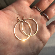 Thin Hoop Earrings in Solid 14K Gold