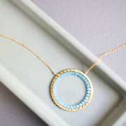 Blue Chalcedony Halo Necklace