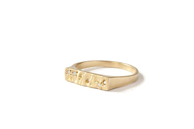 Sanctuary Diamond Signet Pinky Ring -R920YG-D, R920RG-D, R920WG-D