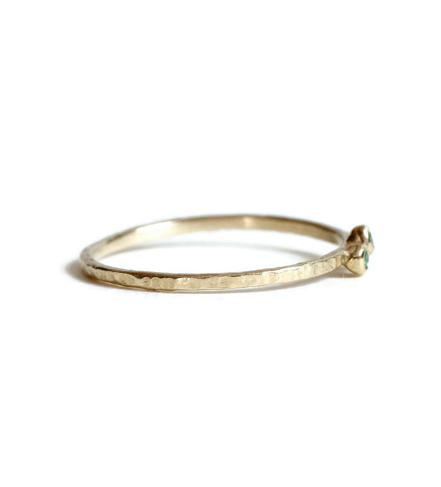 3 Emerald Hammered Ring -R027YG-E, R027RG-E