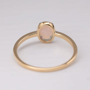Minimal Style Oval Australian Solid Opal Ring 18k Yellow Gold Band