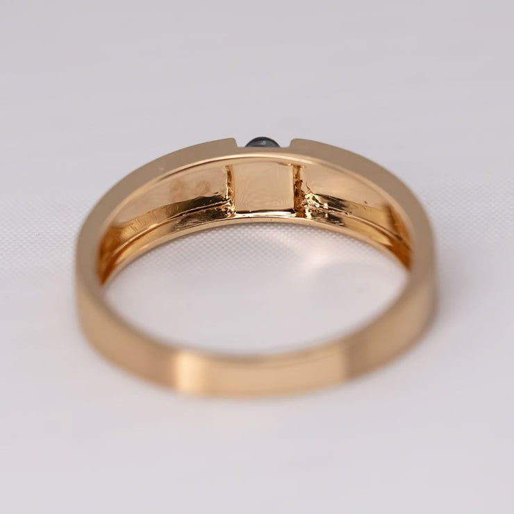 Minimalist Satin Finish Australian Black Opal Band 18K Yellow Gold