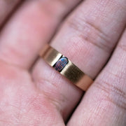 Minimalist Satin Finish Australian Black Opal Band 18K Yellow Gold