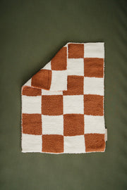 Rust Checkered Plush Blanket