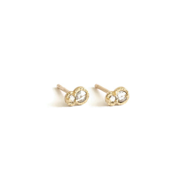 Twin Diamond Studs -E095YG, E095RG, E095WG