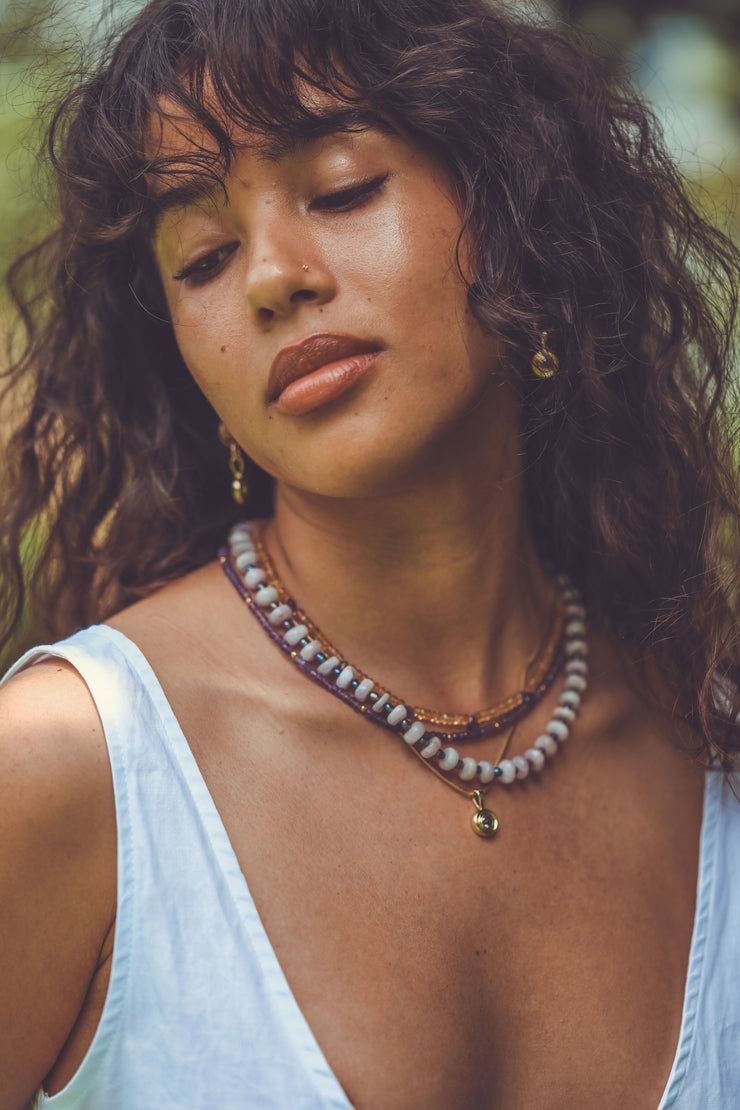 Yellow Sapphire and Amethyst Gemstone Necklace- Felicity