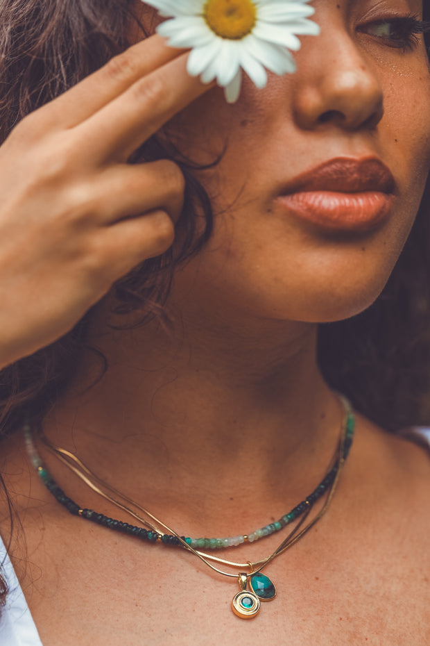 Ombre Emerald Moon Cycle Necklace