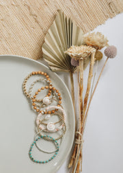 Cypress Wood : 14k Gold Filled Sun + Moon || Stretch Bracelet