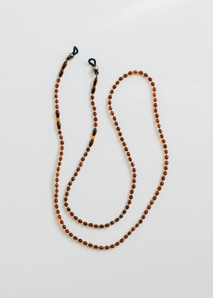 Baltic Sea Amber + Gemstone || Beaded Eyeglass Necklace - Natural Cognac