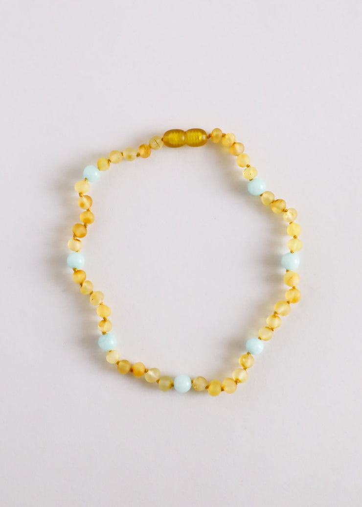 Raw Honey Baltic Amber + Amazonite Halo || Kids Set