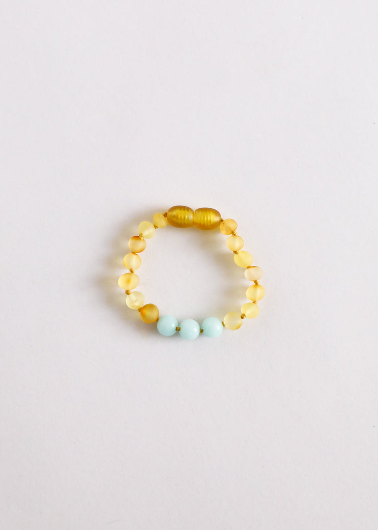 Raw Honey Baltic Amber + Amazonite Halo || Kids Set