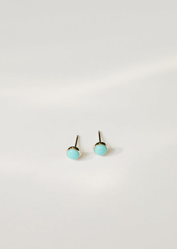 Sterling Silver + Kingman Turquoise Stud Earrings || Classic ||