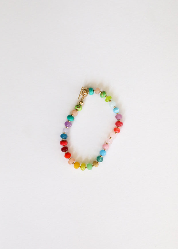 Natural Gemstone Bracelet + 14k Gold Filled Toggle : Skyline
