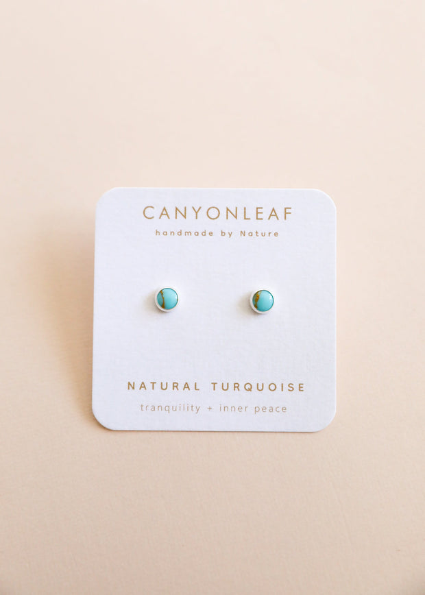 Sterling Silver + Kingman Turquoise Stud Earrings || Classic ||