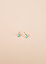 Sterling Silver + Kingman Turquoise Stud Earrings || Classic ||