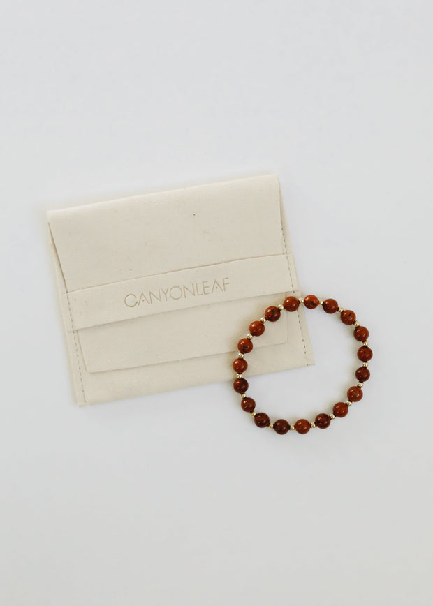 Red Jasper : 14k Gold Filled Sun + Moon || Stretch Bracelets