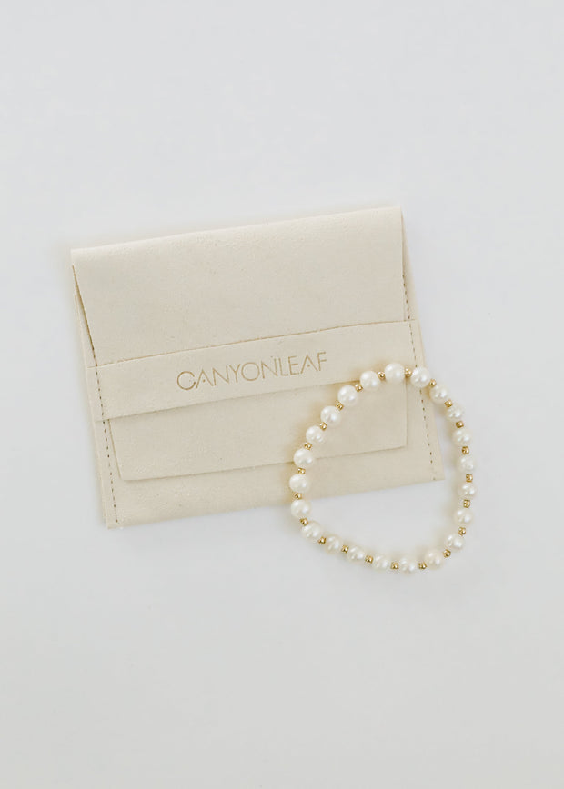 Pearl : 14k Gold Filled Sun + Moon || Stretch Bracelets