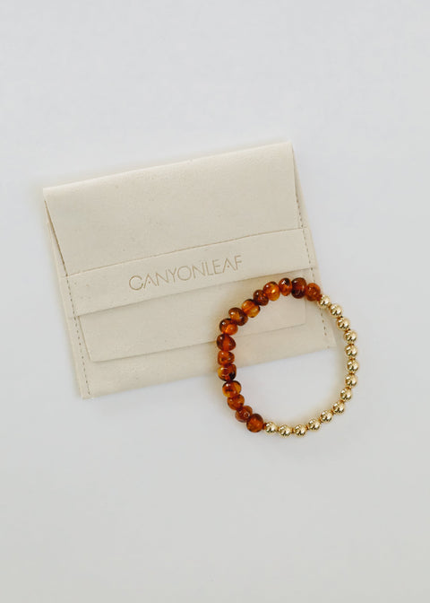 Baltic Sea Amber : Gold Sun + Moon Bracelet Set