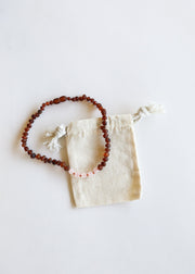 Raw Cognac Baltic Amber + Rose Quartz || Necklace Set