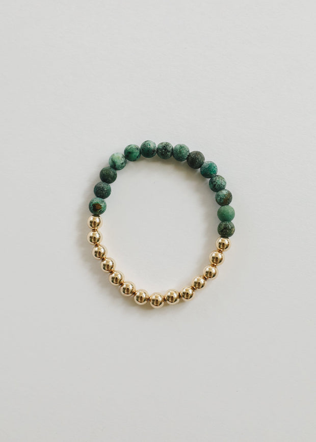 Turquoise Jasper :14k Gold Filled Sun + Moon || Adult Bracelets