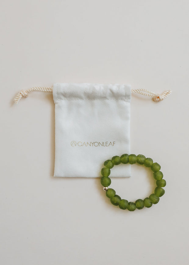 Vintage Bottle Green Sea Glass || Adult Bracelet