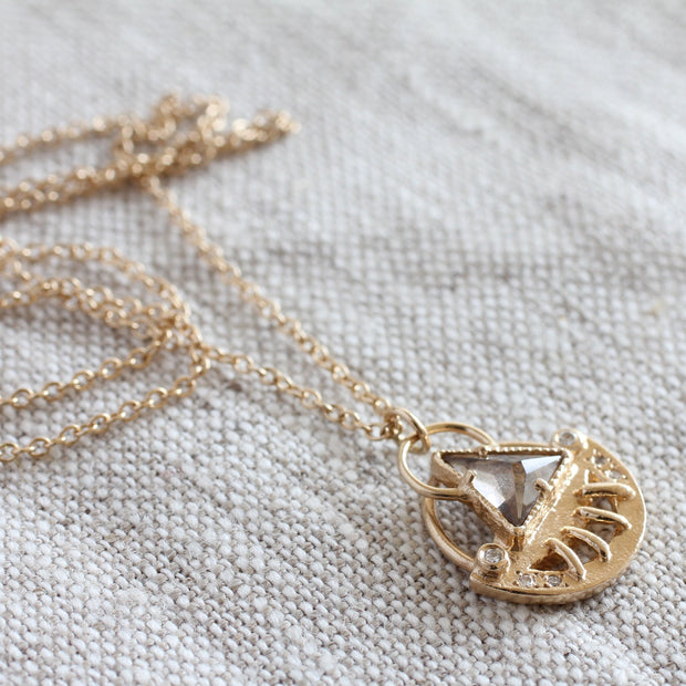 Celestial Triangle Necklace-Smokey. -N150YGSQ, N150RGSQ