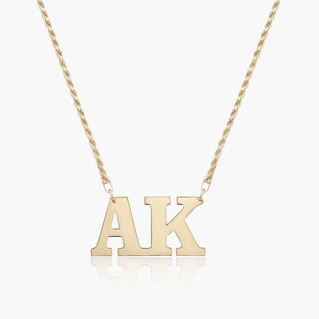 Double Initial Block Necklace