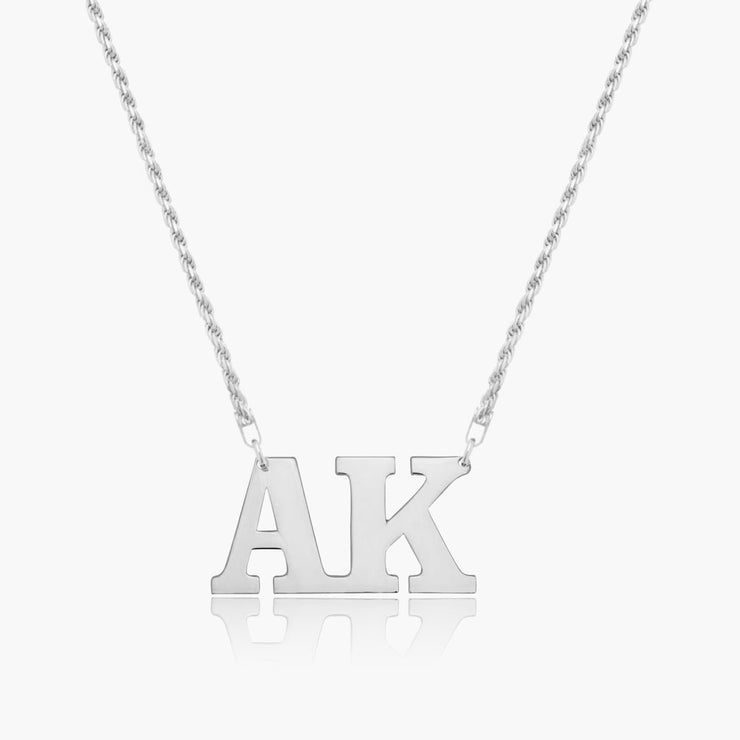 Double Initial Block Necklace