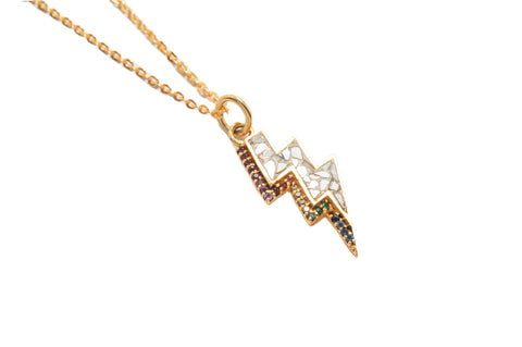 Rishi Bolt Rainbow Gold Vermeil Pendant Necklace