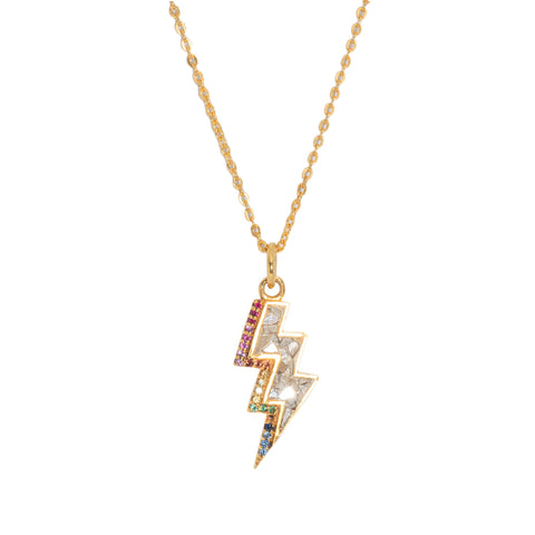 Rishi Bolt Rainbow Gold Vermeil Pendant Necklace