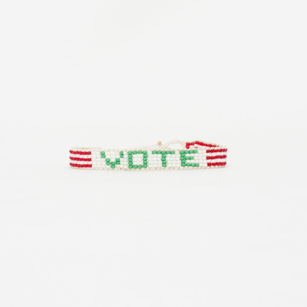 Woven VOTE Bracelet - White/Green