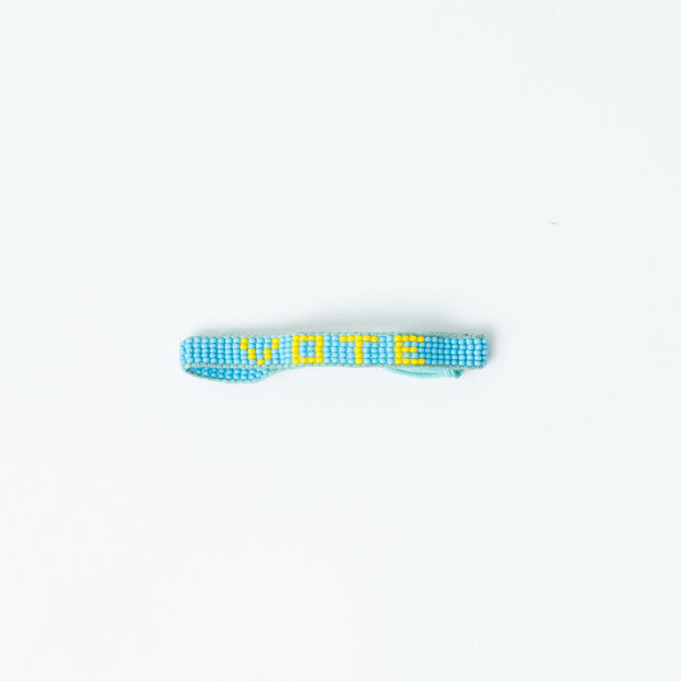 Woven VOTE Bracelet - Light Blue/Yellow