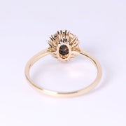 Baguette Halo Diamond Boulder Opal Engagement Ring 18K Yellow Gold