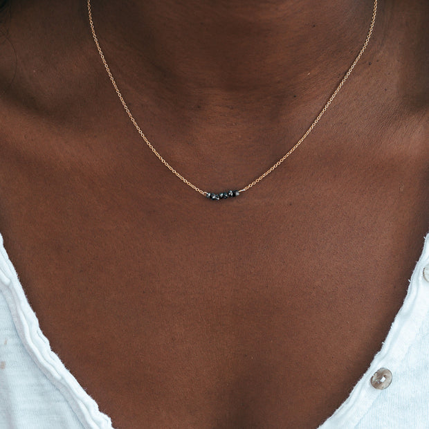 Black Rough Diamond Bar Necklace