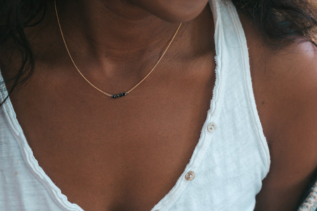 Black Rough Diamond Bar Necklace