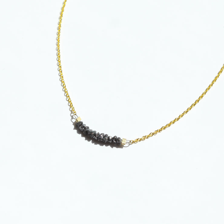 Black Rough Diamond Bar Necklace