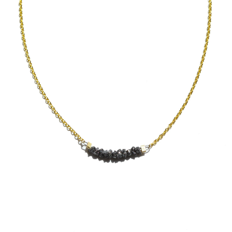 Black Rough Diamond Bar Necklace