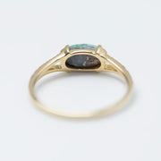 Black Opal Split Shank Engagement Ring with Pave Setting 18K Yellow Gold