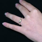 Black Opal Split Shank Engagement Ring with Pave Setting 18K Yellow Gold