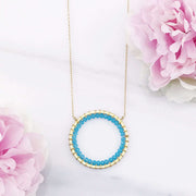 Blue Chalcedony Halo Necklace